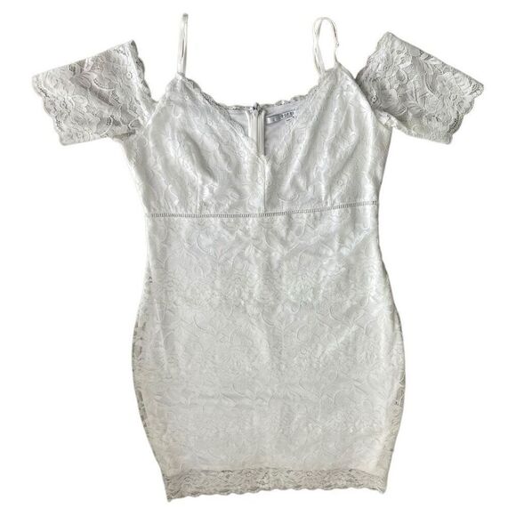 Guess Marcy Off-the-Shoulder Ivory Lace Dress SIZE XL - RUNS SMALL - Picture 2 of 7